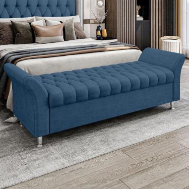 Imagem de Recamier Puff Estofado King 195 Cm ágata Veludo Azul Marinho