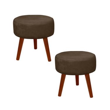 Imagem de Kit 2 Puff Redondo Decorativo Danny Pés Palito Cor:marrom