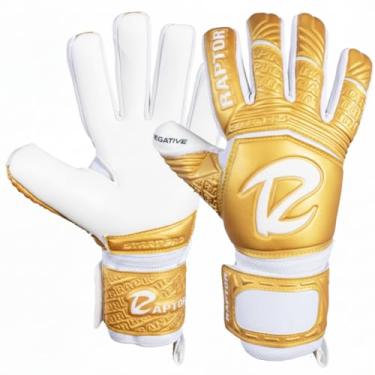Imagem de Luva Goleiro Profissional Raptor Start Gold Látex Alemão Grip Tamanhos 8 ao 11 Adulto Futebol Campo Society Durabilidade Corte Gecko e Negativo (Dourado, 11)