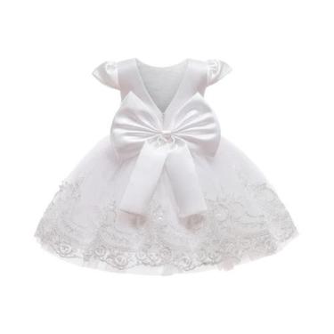 Imagem de Vestido Elegante De Cetim Para Meninas Com Grande Laço De Tule E Costa