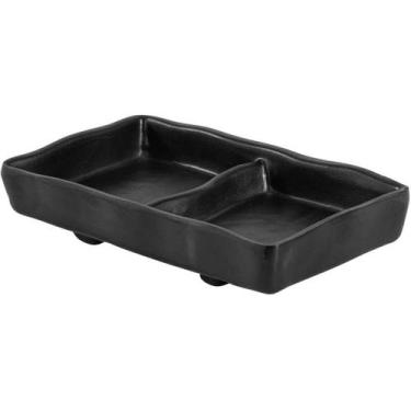 Imagem de Porta Molhos Melamina Profissional Shoyu com Divisória 60ml Preto Molh