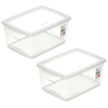 Imagem de Kit 2 Caixas Organizadoras 7,5L Tampa Click Ordene Transpare