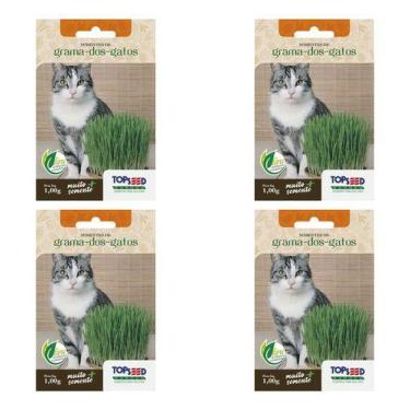 Imagem de 4x Semente Erva Petisco Graminha Para Gatos Saúde Intestinal - Topseed