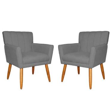 Imagem de Poltrona Decorativa Sala Cadeira Estofada c/ Pé palito Suede - Gold Ho