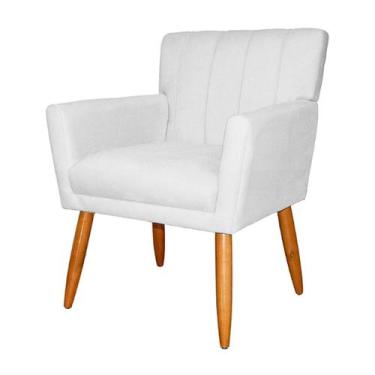 Imagem de Poltrona Decorativa Sala Cadeira Estofada c/ Pé palito Suede - Gold Ho