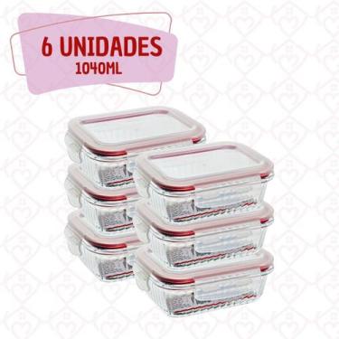 Imagem de 6 Potes Canelado Tampa Forte Hermetico 1040ml Forno/Airfryer - Belo Vi