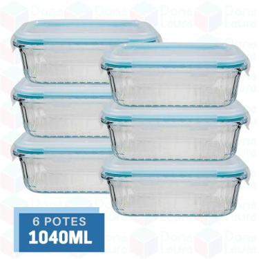 Imagem de 6 Pote Canelado Vidro Resistente 1040ml Airfryer Microondas - Belo Vid