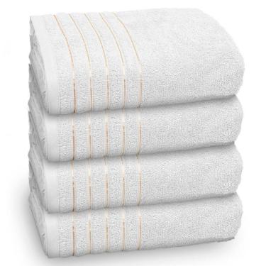 Imagem de Kit 4 Toalha De Banho Golden, 100% Algodão Premium, 78x150cm, Banhão, Gramatura 500 Branca