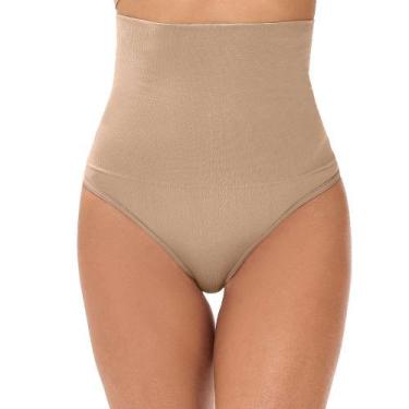 Imagem de Calcinha Fio Dental Modeladora Alta sem Costura Bege Zee Rucci, M