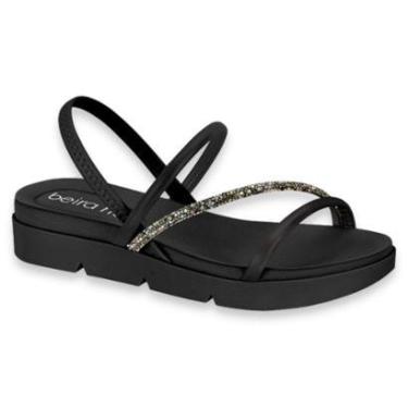 Imagem de Sandalia Papete Beira Rio Original Feminino Sandalia Rasteira Strass Flatform Casual Conforto-Feminino