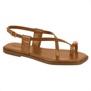 Imagem de Sandália Feminina Beira Rio Anél Palmilha Conforto 8571100, 37, Camel