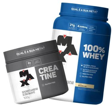 Imagem de COMBO WHEY 100% CONCENTRADO 900G + CREATINA 100G - MAX-Unissex