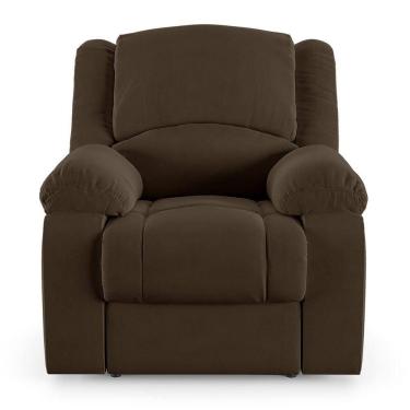 Imagem de Poltrona Do Papai Reclinável Sala De Cinema Barcelona Touch Usb Veludo Marrom