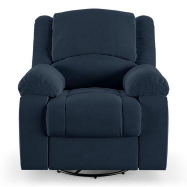 Imagem de Poltrona Do Papai Reclinável Sala De Cinema Barcelona Glider Manual Giratória Usb Veludo Azul
