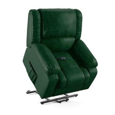 Imagem de Poltrona Do Papai Reclinável Sala De Cinema Barcelona Elevação Lift Elétrico Pu Verde Musgo