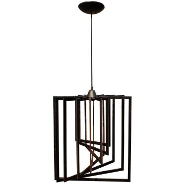 Imagem de Luminária Pendente Teto Sala Cozinha Moderno Retângulo Preto