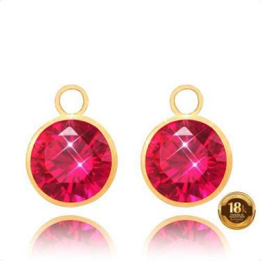 Imagem de Pingente para Brinco em Ouro 18k Pedra 6mm Vermelho Rubi - S. Demór Jo