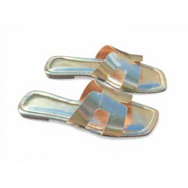 Imagem de sandalia rasteirinha feminina H moderna lançamento blogueira - butterf