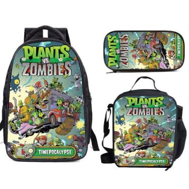 Imagem de Conjunto de mochilas escolares Zombies Plants, 3 unidades com bolsa de