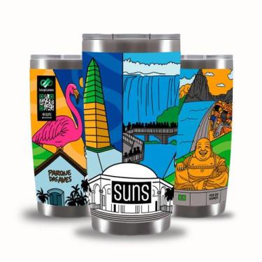 Imagem de Copo Térmico Inox 591ml Estampado Foz do Iguaçu Gluck Suns para Café C