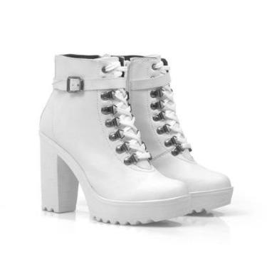 Imagem de Coturno Feminino Salto Grosso Tratorado Conforto Casual-Feminino