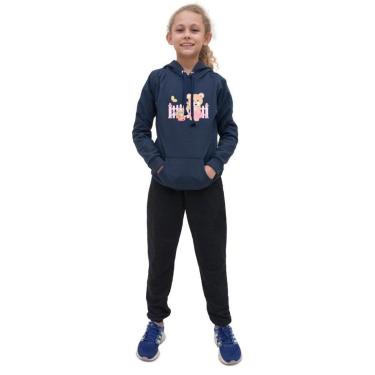 Imagem de Conjunto Moletom Infantil Blusa e Calça Estampada Inverno Com Capuz e Bolsa Para Escola Dia a Dia-Unissex