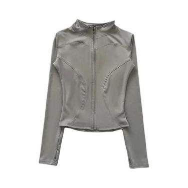 Imagem de Jaqueta Feminina De Treino De Secagem Rápida Com Elastano, Manga Longa