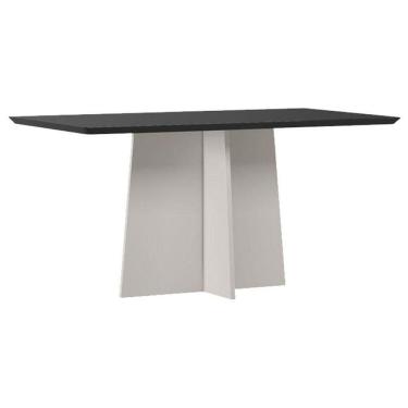 Imagem de Mesa De Jantar Anitta 160x90 Cm Com Vidro Off White Preto - New Ceval