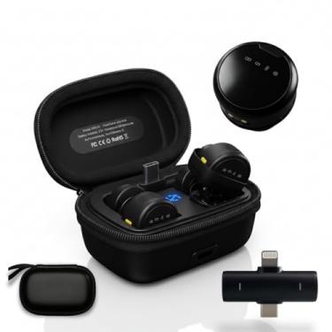 Imagem de Microfone Lapela Duplo Sem Fio 2 em 1 para Celular USB-C e Lightning – Redução de Ruído IA, Kit Duplo com Estojo Carregador e Fixação Magnética Som Profissional, compatível com Android/Iphone