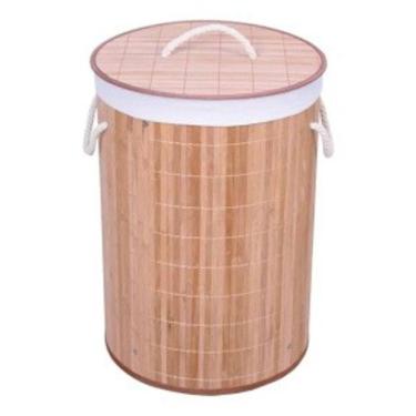 Imagem de Cesto de Roupa Suja Bambu Redondo- Organização com Design Natural