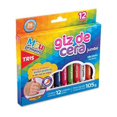 Imagem de Giz De Cera Jumbo 12 Cores Tris Ref. 684321 Giz De Cera Jumbo 12 Cores