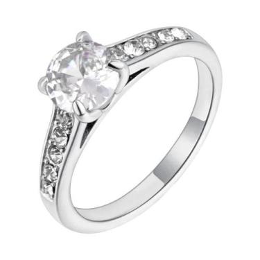 Imagem de Anel De Noivado Feminino Em Aço Inoxidável Com Zircônia Cúbica, Joia D