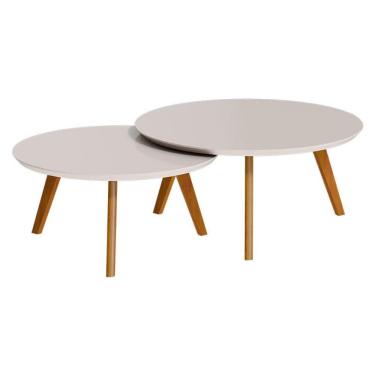 Imagem de Kit Mesa De Centro Ambiente Classic Redonda Off White - Imcal
