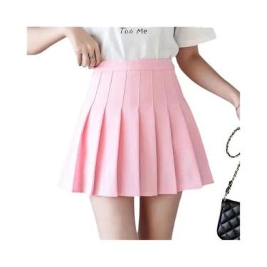 Imagem de Saia Mini Plissada Branca De Cintura Alta Para Mulheres, Saia De Dança