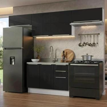 Imagem de Armário De Cozinha Completa 280 Cm Branco/preto Lux Madesa 02 Branco/p