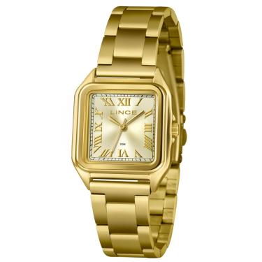 Imagem de Relógio Lince Feminino Dourado Retangular Lqgm071l30 C3kx