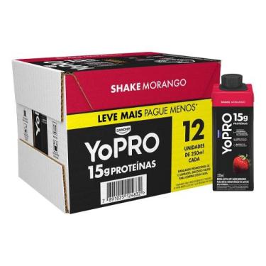 Imagem de Pack 12 unidades YoPRO Bebida Láctea UHT Morango 15g de prot - Congrat
