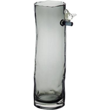 Imagem de VASO DECORATIVO ENFEITE PLANTA VIDRO 32x9x13cm CINZA