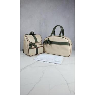 Imagem de KR RK Bolsas Personalizado Kit Maternidade Mala e Mochila., Bege fita 