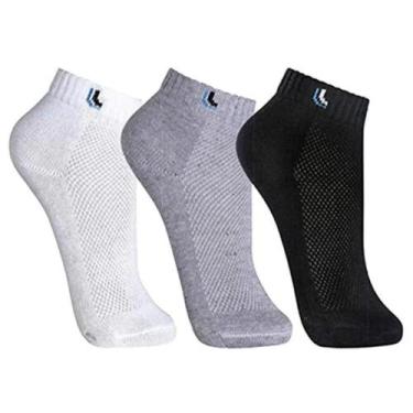 Imagem de Kit 3 Pares Meia Cano Baixo Lupo Masculina - Preto e Branco, 33/38