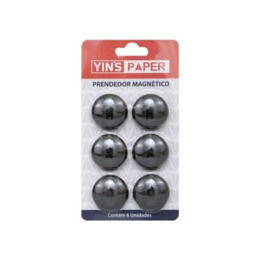 Imagem de Botão Prendedor Magnético Yins Brasil Yin's Paper com Ímã Potente Kit 6 Unidades para M...