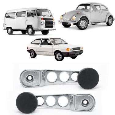 Imagem de Kit 2 Manivelas Reguladoras de Vidro para Fusca Brasília Gol Kombi 1970 a 2013 Prata Sp...