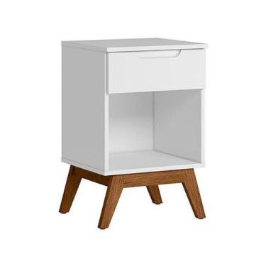 Imagem de Mesa de Cabeceira Pequena Retrô Alpi - Branco - Olivar Móveis
