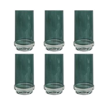 Imagem de Conjunto 6 Copos em Vidro Verde com Base em Cristal 520ml BJ0037 BTC
