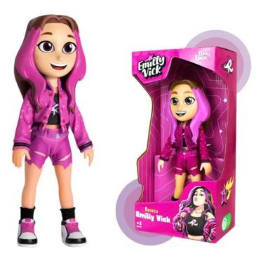 Imagem de Boneca Emilly Vick Dos Rosa Youtuber Vinil 25cm Baby Brink