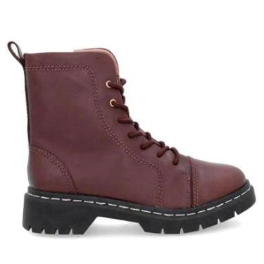 Imagem de Coturno Usaflex Salto Plataforma Couro Costura Enfeite Marrom Chocolate-Feminino