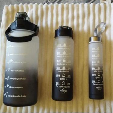 Imagem de Kit de Garrafas de Água Academia 2L  1L 750ML - Squeeze, Preto, 750ml