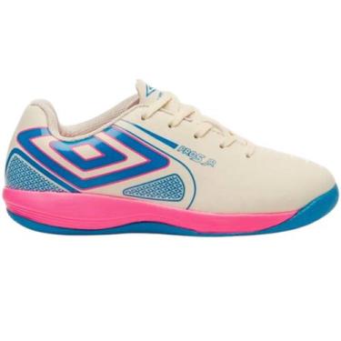 Imagem de Tênis Umbro Futsal Pro 5 Infantil, Branco, Azul, 35