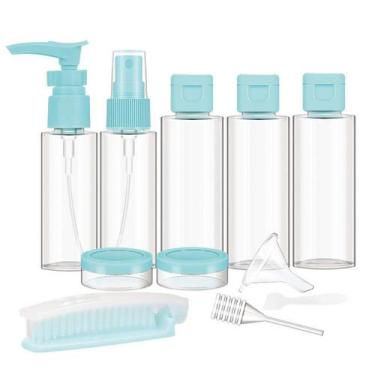 Imagem de Kit de frascos de plástico para viagem 11 peças azul. - MINISO