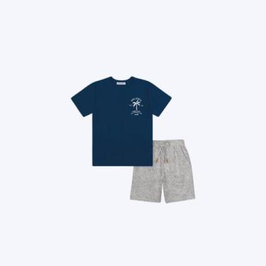 Imagem de Conjunto Camiseta Manga Curta Holidays E Bermuda Moletom Infantil Meni